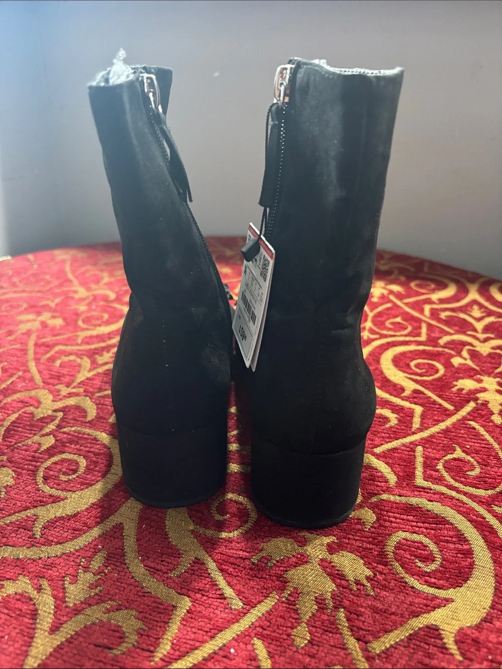 Zara Black Beaded Pointed Toe Ankle Booties